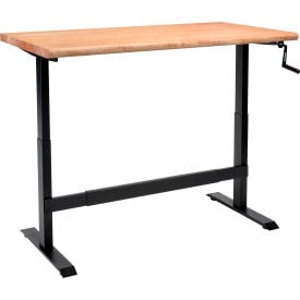 GoVets™ Hand-Crank Adjustable Height Workbench Maple Safety Edge 60