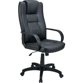 Interion® Executive Chair With Headrest High Back & Fixed Arms Leather Black 626248