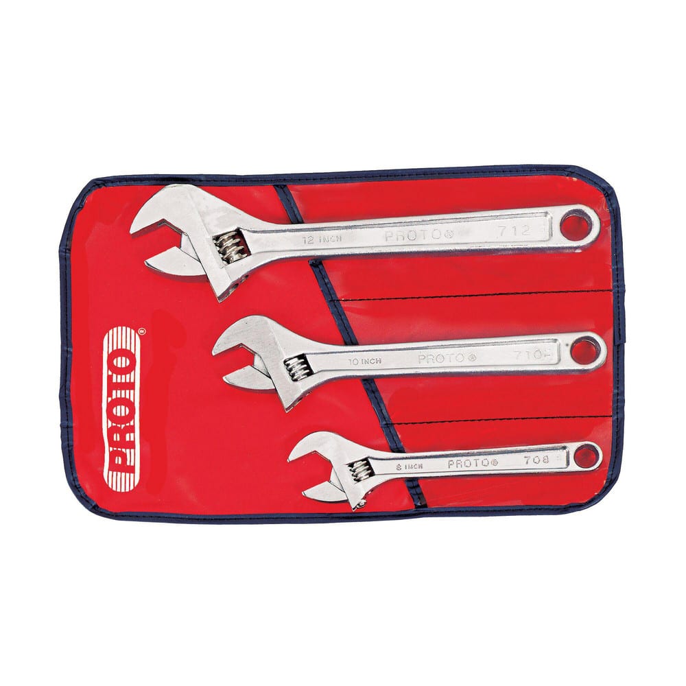 Adjustable Wrench Set: 3 Pc, 8