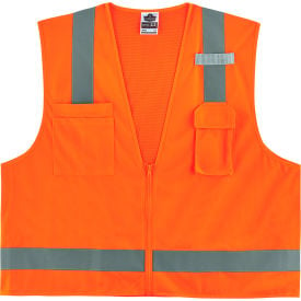 Ergodyne GloWear 8249Z-S Hi-Vis Surveyors Vest Class 2 Economy Single Size M Orange 24513