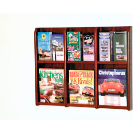 6 Magazine/12 Brochure Oak & Acrylic Wall Display - Mahogany LM-9MH