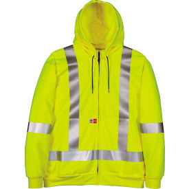 Big Bill Wind Pro Full Zip Hooded Sweater Reflective Flame Resistant 3XL Yellow RT27WP11/O-R-YEL-3X