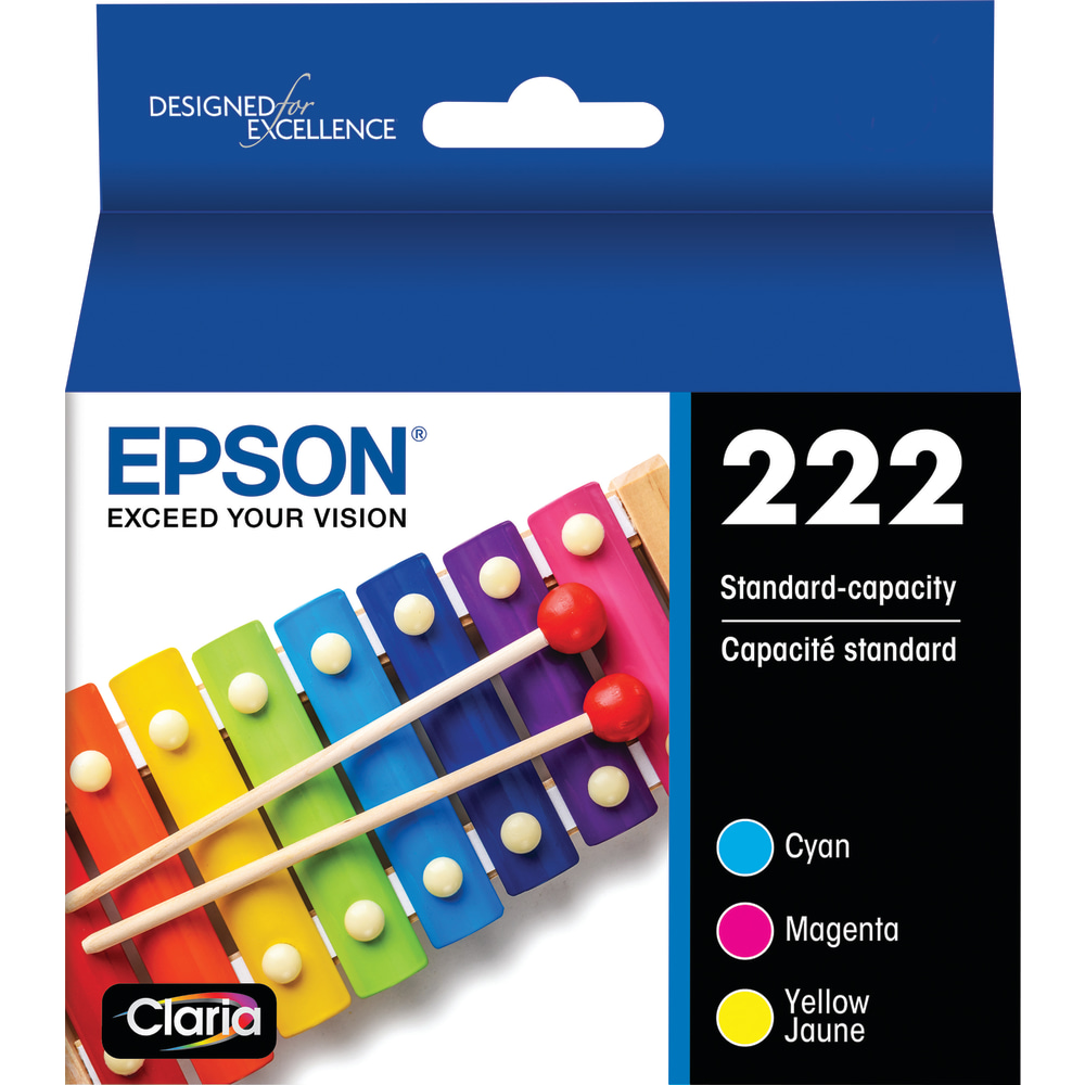 Epson T222 Yellow/Cyan/Magenta Ink Cartridge Multipack, Set Of 3 Cartridges, T222520-S (Min Order Qty 2) MPN:T222520-S