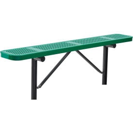 GoVets™ 6' Outdoor Steel Flat Bench Perforated Metal In Ground Mount Green 075IGN262