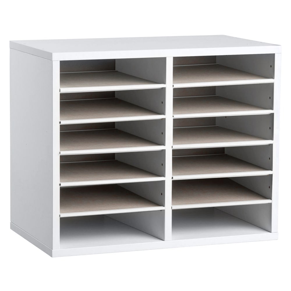 Alpine Adjustable 12-Compartment Literature Organizer, 16-5/16inH x 20inW x 11-13/16inD, White MPN:ADI500-12-WHI