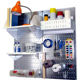 Wall Control Pegboard Hobby Craft Organizer Storage Kit Galvanized White 32