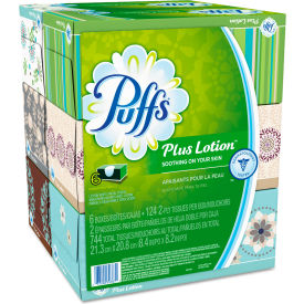 Puffs® Plus Lotion Facial Tissue 2-Ply White 124 Sheets/Box 6 Boxes/Pack 4 Packs/Case 39383