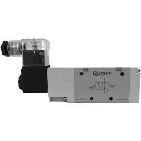 Aignep USA 3/2 Open Single Solenoid Valve Ext Pilot 1/4 NPTF 24V DC/3W Coil LED Connection 01VA03NO03N0202