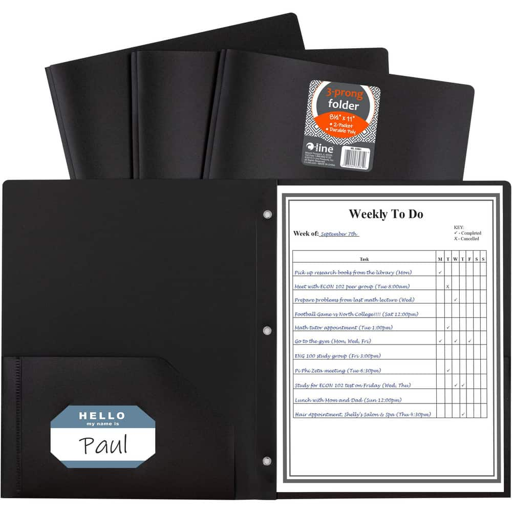 Portfolios, Report Covers & Pocket Binders, Color: Black , Overall Width: 9 , Overall Length: 11.00  MPN:33961-BX