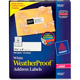 Avery® White Weatherproof Laser Shipping Labels 1-1/3 x 4 700/Pack 5522