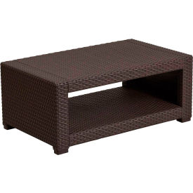 Flash Furniture Outdoor Faux Rattan Coffee Table - Chocolate Brown -SF1-R-GGDAD