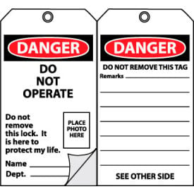 Self-Laminating Lockout Tags - Do Not Operate with Picture OLPT22