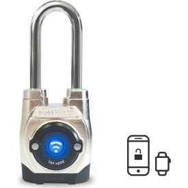 eGeeTouch® 5th Generation Smart Padlock Long Shackle Satin Silver 5-02502-94