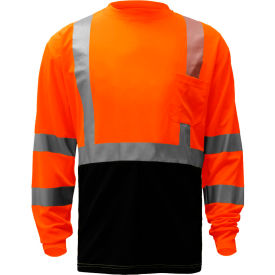 GSS Safety 5114 Class 3 Microfiber Birdseye Long Sleeve T-Shirt W/ Black Bottom Orange 4XL 5114-4XL
