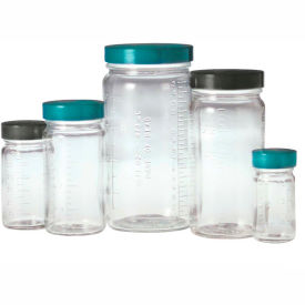 Qorpak GLC-01523 4oz Clear Graduated Medium Round Bottle with 48-400 Black Phenolic Cap Case of 24 GLC-01523