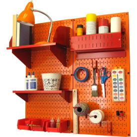 Wall Control Pegboard Hobby Craft Organizer Storage Kit Orange/Red 32