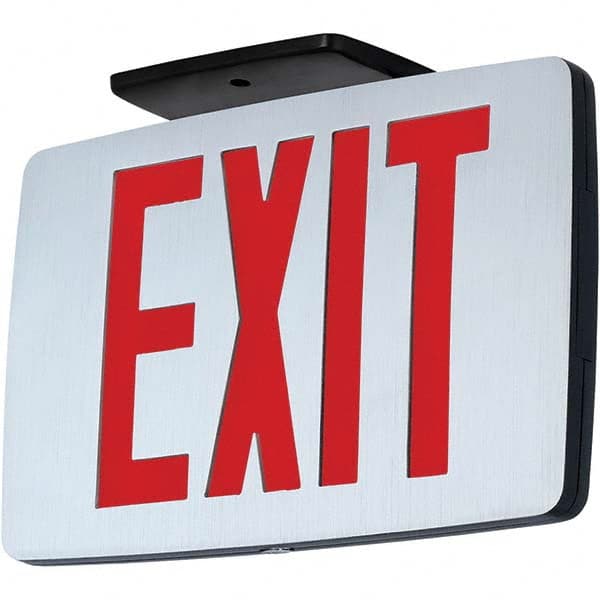 Illuminated Exit Signs, Number of Faces: 2, Light Technology: LED, Letter Color: Red, Mount Type: Surface Mount, Housing Material: Aluminum MPN:93047787