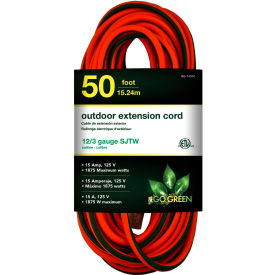 GoGreen Power GG-14050 50 Ft Extension Cord - Orange/Green GG-14050