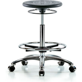 Blue Ridge Ergonomics™ Cleanroom Stool with Casters and Footring - High Bench Height - Black CLR-IPHBSO-CR-CF-CC-BLK