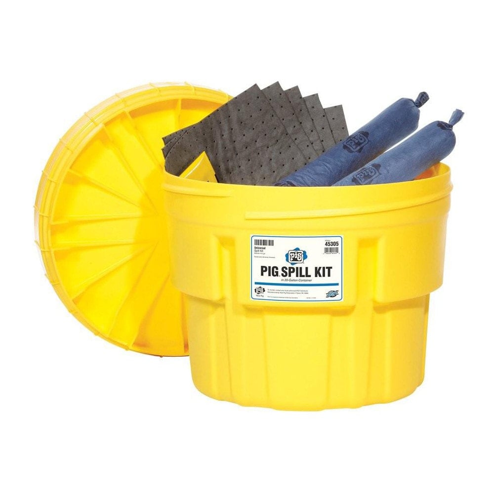 Spill Kits, Kit Type: Oil-Based Liquids, Water-Based Liquids , Application: Universal , Container Type: Drum , Container Size (Gal.): 20 , Color: Yellow  MPN:45305