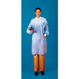 SMS Lab Coat 3 Pockets Knit Wrists Snap Front Knit Collar White 2XL 30/Case LC3-WK-SMS-2XL