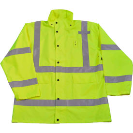 Petra Roc HiVis Rain Parka Jacket ANSI Class 3 300D Oxford/PU Coating Lime XL LRJK-C3-XL