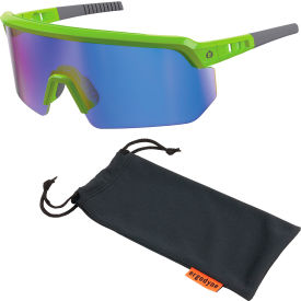 Ergodyne® Skullerz® AEGIR-MI Half Frame Safety Glasses Blue Mirror Lens Lime Frame 55017