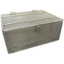 Marlin Steel Steel Wire Basket with Lid 14 x 10 x 6 Stainless Steel - Price Each for Qty 5+ 368050-31-5