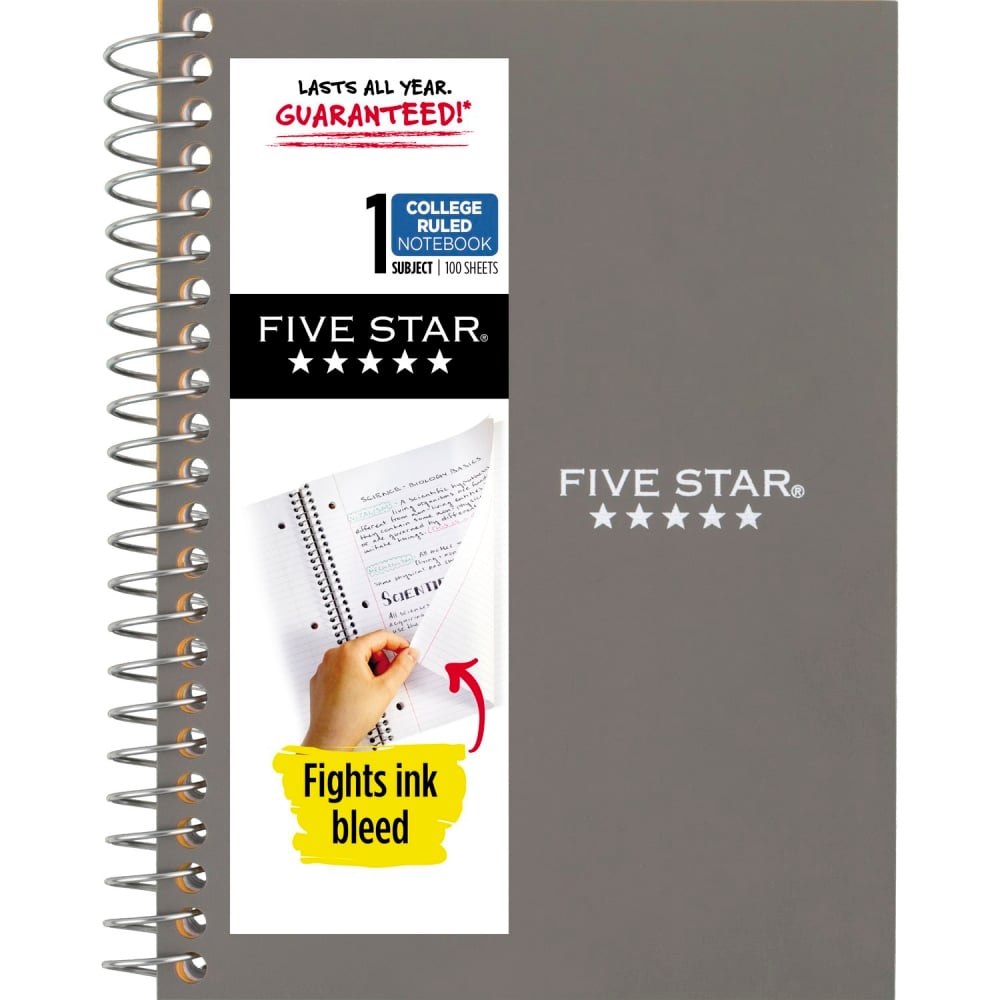 Five Star Personal Spiral Notebook, College Ruled, 4 3/8in x 7in, Gray (Min Order Qty 16) MPN:450022AA3-ECM