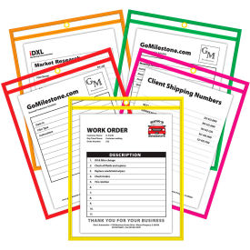 C-Line Products Stitched Shop Ticket Holder Neon Assorted 5 Color 9 x 12 10/PK 43920