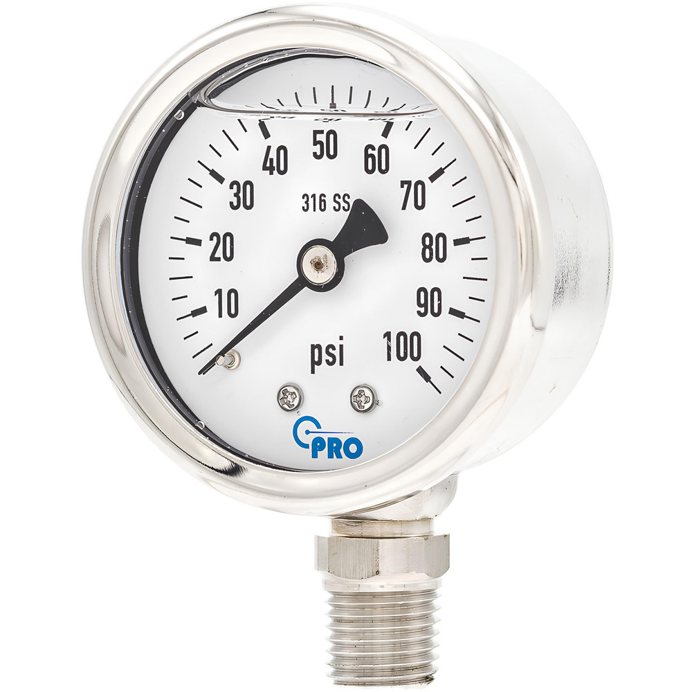 Pressure Gauges, Gauge Type: Pressure Single Scale , Scale Type: Single , Accuracy (%): 3-2-3% , Dial Type: Analog , Thread Type: NPT  MPN:PRO-301L-204E-1