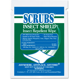 SCRUBS® Insect Shield Insect Repellent Wipes 8 x 10 White 100/Carton - ITW91401 91401