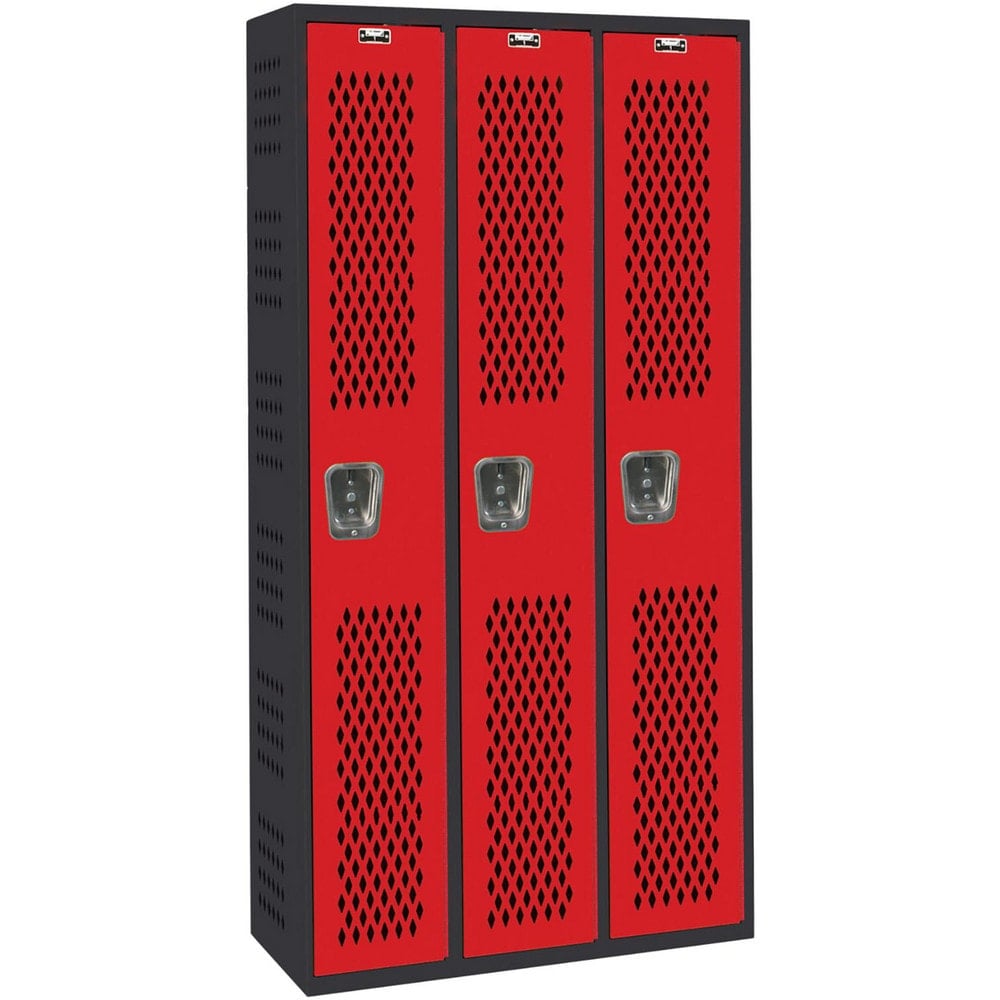 Lockers, Locker Style: Horizontal , Locker Configuration: 3-Wide , Assembled: Yes , Shelf Capacity: 40 , Handle Type: Recessed  MPN:AWA282-111MR