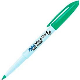 Sanford® Vis-a-Vis Wet-Erase Overhead Transparency Marker Fine Green Ink Dozen 16004