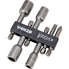 Vega 6pc Nutsetter and Power Bit Set Gunmetal Grey S2 Modified Steel V4N2B