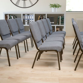 Flash Furniture 18.5''W Stacking Church Chair - Fabric - Gray - Hercules Series CH-60096-BEIJING-GY-GGXU-