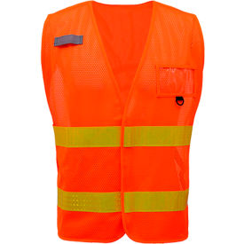 GSS Safety Incident Command Vest- Orange Vest w/Lime Prismatic Tape-One size Fits All 3112