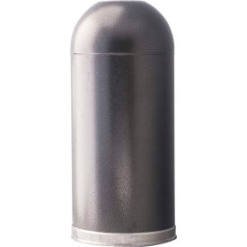 Witt Monarch Steel Round Trash Can W/Dome Top 15 Gallon Silver Vein 415DTSVN