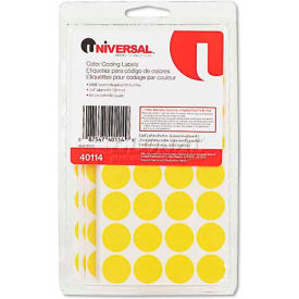 Universal® Permanent Self-Adhesive Color-Coding Labels 3/4in dia Yellow 1008/Pack UNV40114