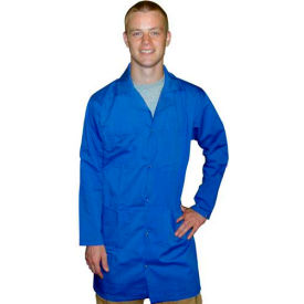 Transforming Technologies ESD Full Length Lab Coat Snap Cuff Light Blue 4XL JLC 5408SPLB