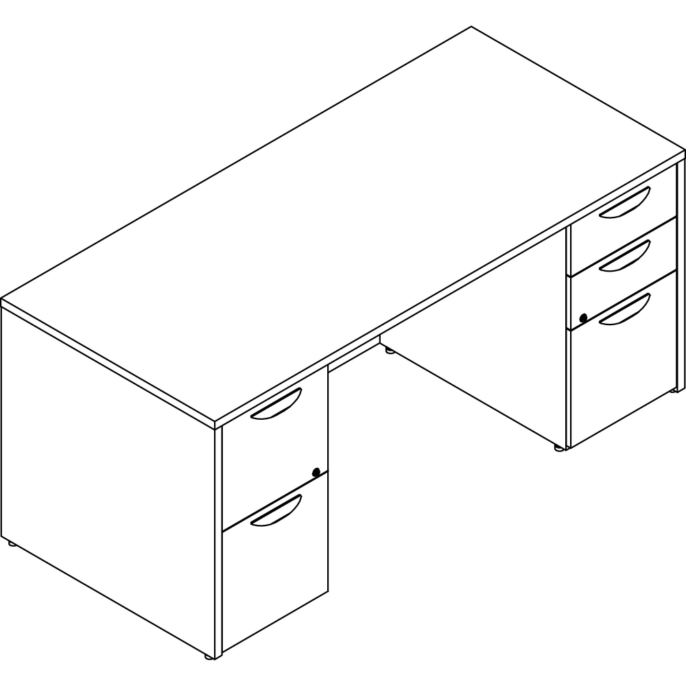 Lorell Prominence 2.0 66inW Double-Pedestal Computer Desk, 95% Recycled, Gray Elm MPN:PD3066DPGE