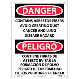 Bilingual Plastic Sign - Danger Contains Asbestos Fibers Avoid Creating Dust ESD640RB