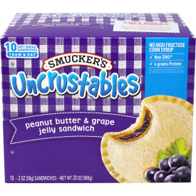 SMUCKER'S UNCRUSTABLES Peanut Butter & Grape 2 oz 10 Count 2 Pack 90300135