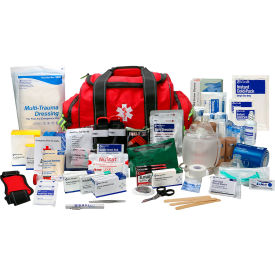 First Aid Only First Aid Responder Bag Bleed Control Airway Mgmnt. & BBP Up to 24 Persons Red 91393