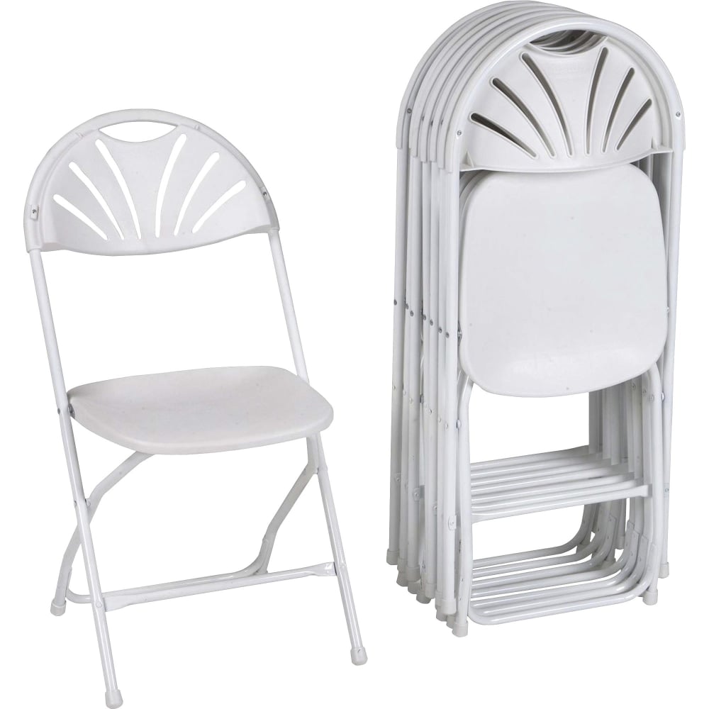 Dorel Zown Premium Fan Back Folding Chair - White Seat - White Polyethylene Back - White Powder Coated Steel Frame - Four-legged Base - 8 / Carton MPN:CSC60542WHT8E