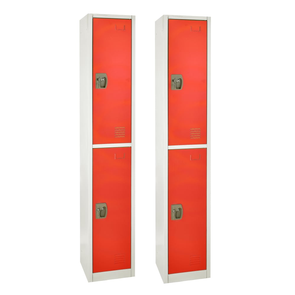 Alpine 2-Tier Steel Lockers, 72inH x 15inW x 15inD, Red, Set Of 2 Lockers MPN:ADI629-202-RED-2PK