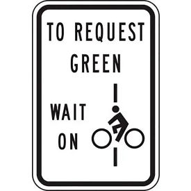 AccuformNMC™ To Request Green Wait On Bicycle Safety Sign HIP Aluminum 18