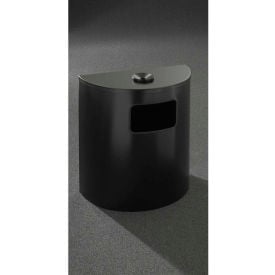 Glaro 24 Gallon Half Round Ash/Urn Side Opening Waste Receptacle Satin Black - 2494-BK-BK 2494-BK-BK