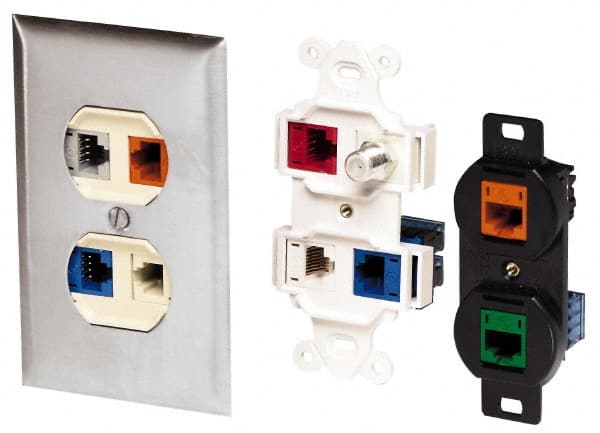 Coaxial Cable Outlets & Receptacles, Wall Plate Configuration: 2 Coaxial , Number of Gangs: 1 , Mounting Type: Flush Mount , Material: Polymer , Color: White  MPN:BR106C