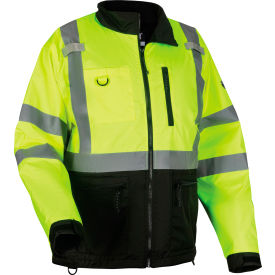 Ergodyne® High Visibility Windbreaker Water Resistant Jacket Type R Class 3 Lime 2XL 23426